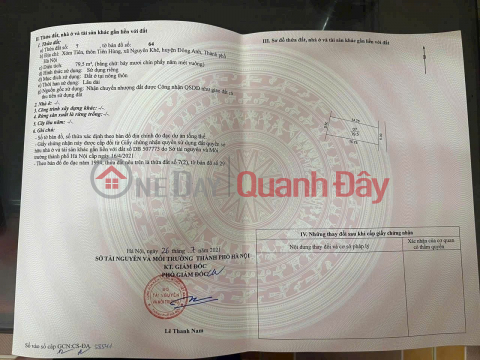 CẦN BÁN NHANH LÔ ĐẤT TẠI Xóm Tiên, Tiên Hùng, Nguyên Khê, Đông Anh, TP Hà Nội _0