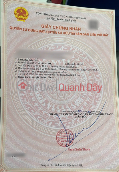 BÁN NHANH LÔ ĐẤT GẦN BIỂN HẺM BẮC SƠN - BẮC NHA TRANG Việt Nam, Bán, đ 5 tỷ