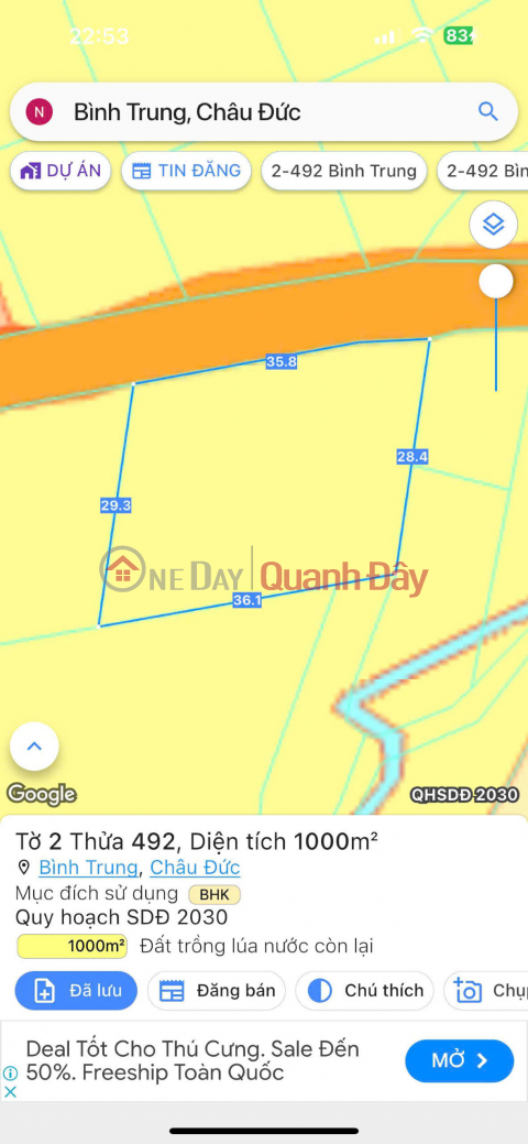 BEAUTIFUL LAND - GOOD PRICE - OWNER NEEDS TO SELL LAND LOT Binh Trung Commune, Chau Duc District, Ba Ria - Vung Tau Province _0