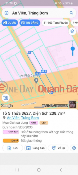 OWNER FOR SALE Lot of Land, Beautiful Location In An Vien Commune, Trang Bom, Dong Nai | Vietnam | Sales | ₫ 4.3 Billion