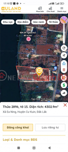 ₫ 5 Billion OWN A BEAUTIFUL LOT OF LAND WITH A LEVEL 4 HOUSE NOW At Doi 31 Street, Ea Ning Commune, Cu Kuin District, Dak Lak