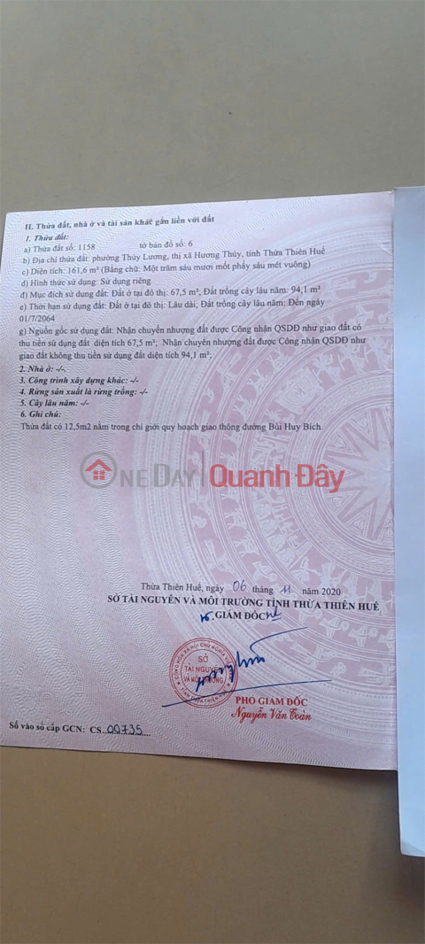 ĐẤT VỊ TRÍ ĐẸP – CHÍNH CHỦ CẦN BÁN Đất Tại Đường Bùi Huy Bích, Phường Phú Bài, Hương Thủy, TT. Huế. _0