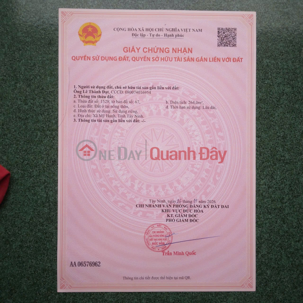 ĐẤT ĐẸP - GIÁ TỐT - Cần bán gấp 2 nền đất tại Đức Hòa, Long An Niêm yết bán