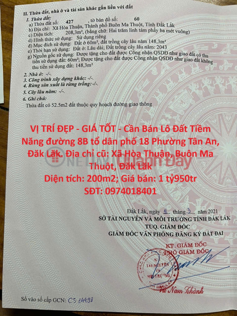 VỊ TRÍ ĐẸP - GIÁ TỐT - Cần Bán Lô Đất Tiềm Năng đường 8B tổ dân phố 18 Phường Tân An, Đăk Lăk _0