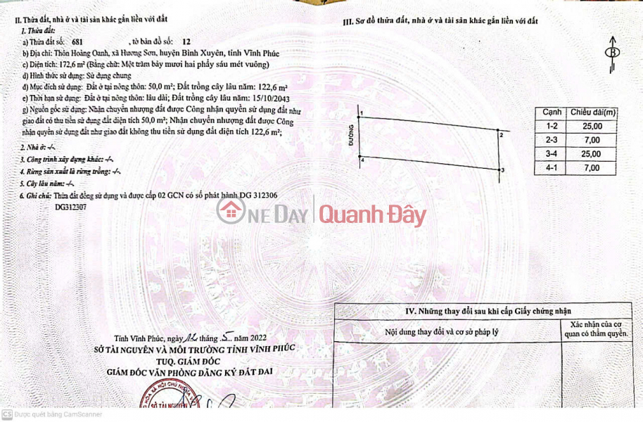 CHÍNH CHỦ Cần Bán Nhanh Lô Đất Tại trục chính Hoàng Oanh - Hương Sơn - Bình Xuyên - Vĩnh Phúc Niêm yết bán