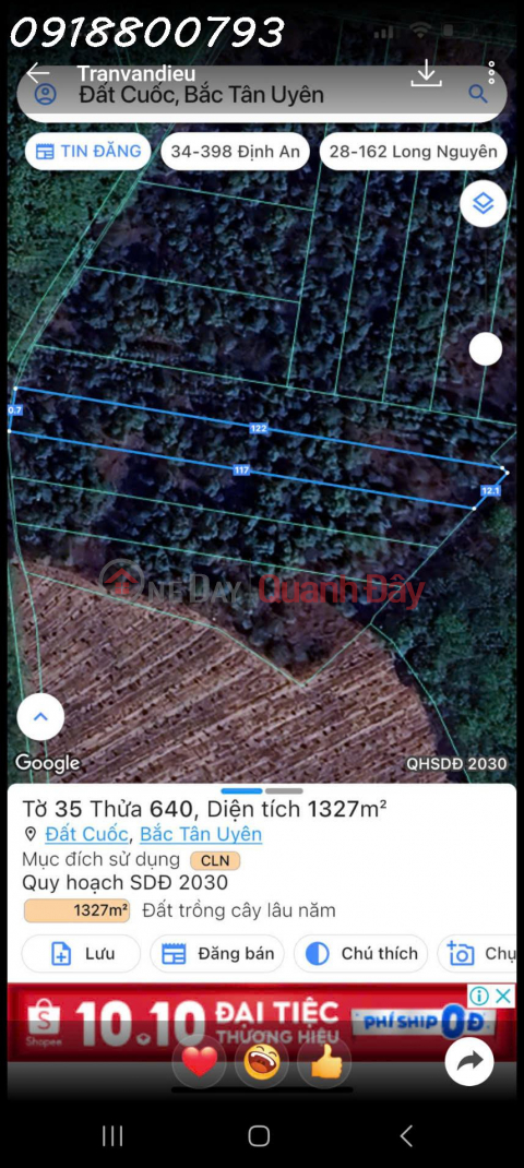 Land for sale in Dat Cuoc Commune, Bac Tan Uyen District, Binh Duong Province. _0