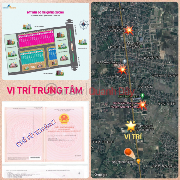 Can Tien Build a House for Urgent Sale Land Lot in Tan Phong Town - Quang Xuong - Thanh Hoa with price only 7.xxtr\\/m2, Vietnam Sales đ 90 Million