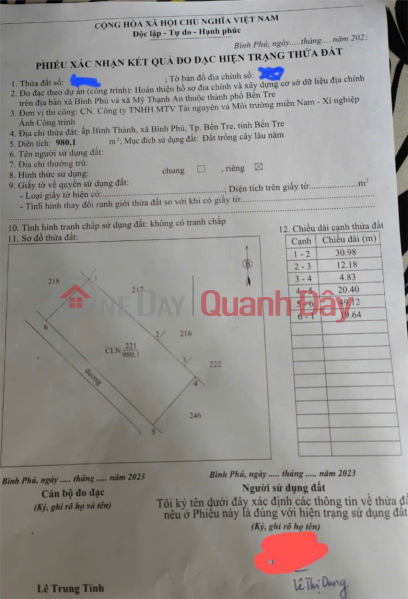 Đất Đẹp - Giá Tốt - Chính Chủ Cần Bán Lô Đất Vị Trí Đẹp Tại Xã Bình Phú, Thành phố Bến Tre | Việt Nam, Bán, đ 2 tỷ