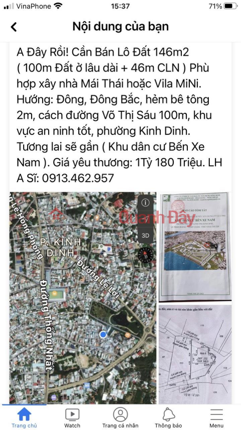 ĐẤT ĐẸP – Chính Chủ Cần Bán Lô Đất tại Phường Kinh Dinh, thành phố PR TC, tỉnh Ninh Thuận _0