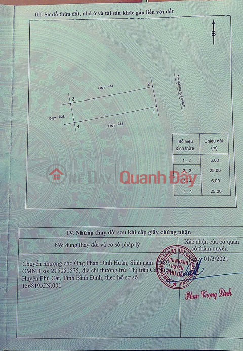 ĐẤT CHÍNH CHỦ Cần Bán Gấp LÔ ĐẤT TẠI Xã cát Khánh, Huyện Phù Cát, Tỉnh Bình Định _0