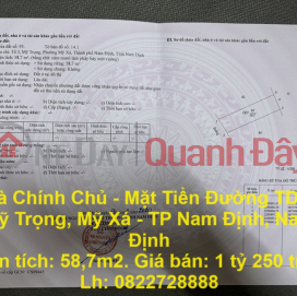 Nhà Chính Chủ - Mặt Tiền Đường TDP 3 Mỹ Trọng, Mỹ Xá - TP Nam Định, Nam Định _0
