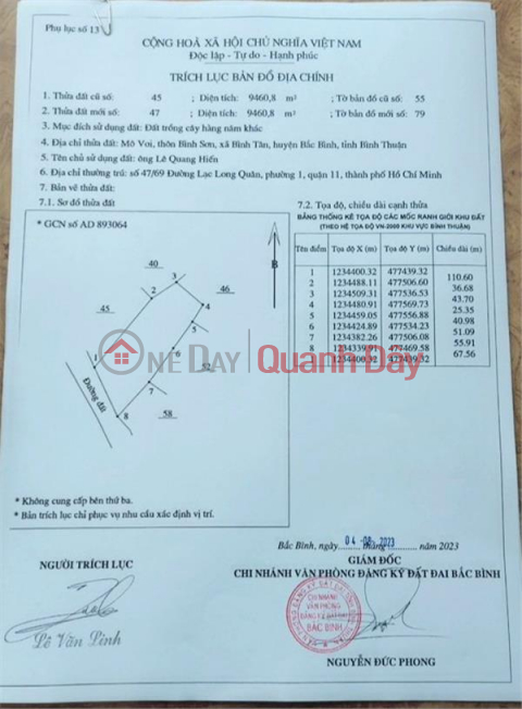 BEAUTIFUL LAND - GOOD PRICE - ORIGINAL SELLING LOT LOT Nice Location In Binh Tan Commune, Bac Binh District, Binh Thuan _0