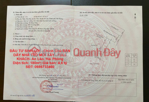 PROFITABLE INVESTMENT - Owner for sale newly built boarding house - FULL GUESTS - An Lao, Hai Phong _0