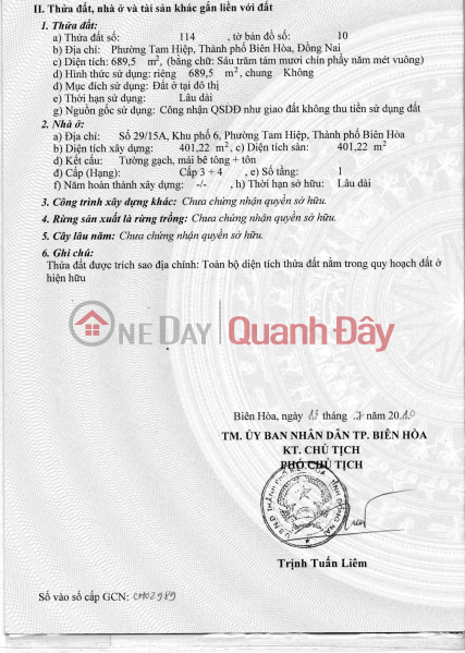 Chính chủ bán nhanh Đất đẹp tại Phường Tam Hiệp - Thành Phố Biên Hòa - Tỉnh Đồng Nai Niêm yết bán