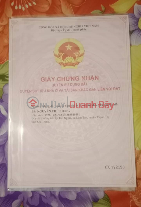 ĐẤT ĐẸP - GIÁ TỐT - Cần Bán Lô Đất Vị Trí Đắc Địa Tại xã Thạnh Tân - huyện Thạnh Trị - Sóc Trăng _0