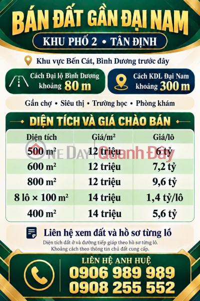 BÁN ĐẤT TÂN ĐỊNH & NHƠN ĐỨC – NHIỀU LỰA CHỌN DIỆN TÍCH - Vị Trí Đẹp, Việt Nam, Bán đ 8,06 tỷ