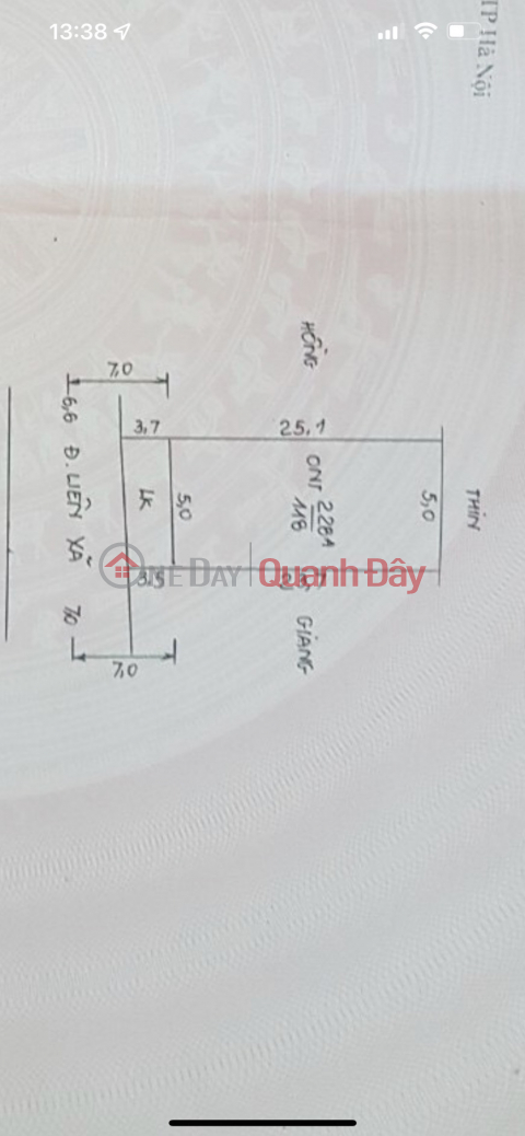 BUSINESS INTER-COMMUNE ROAD FLOOR LIGHTLY FRONT RIGHT IN HA DONG DISTRICT - area 118m2 excluding air traffic, frontage 5m _0