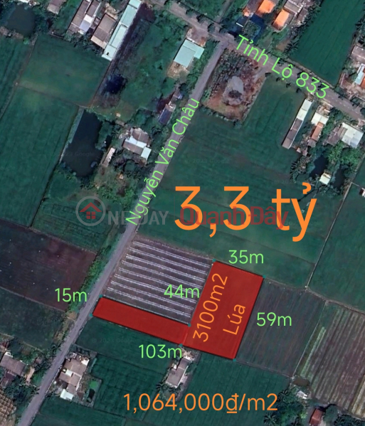 Selling a plot of rice land converted to 5m asphalt Nguyen Van Chau street for 3.3 billion Sales Listings