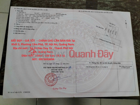 BEAUTIFUL LAND – GOOD PRICE – OWNER NEEDS TO SELL Land at Block 3, Cam Pho Ward, Hoi An City, Quang Nam. _0