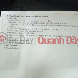 BÁN LÔ ĐẤT ĐẸP GIÁ TỐT TẠI Thôn Dầu Sơn. xã Suối Tân, huyện Cam Lâm _0