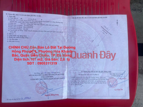CHÍNH CHỦ Cần Bán Lô Đất Tại Đường Hồng Phước 1, Phường Hòa Khánh Bắc, Quận Liên Chiểu, TP. Đà Nẵng. _0