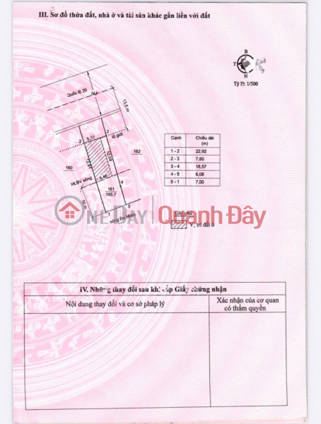 đ 4.5 Billion, Need to sell 165.7m2 of land from the owner, located right on the front of National Highway 20, 2km from Lien Khuong Airport.