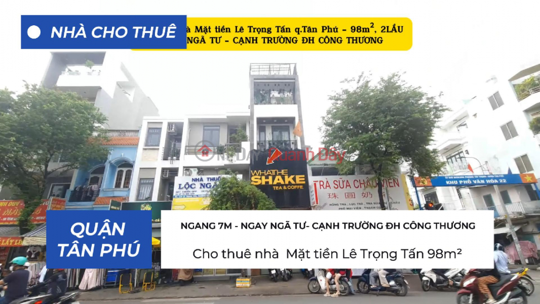House for rent on Le Trong Tan Street, 98m², 2 FLOORS - 7M WIDE - RIGHT AT THE CROSSROAD Rental Listings