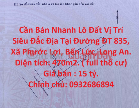 Cần Bán Nhanh Lô Đất Vị Trí Siêu Đắc Địa Tại Huyện Bến Lức, Tỉnh Long An. _0