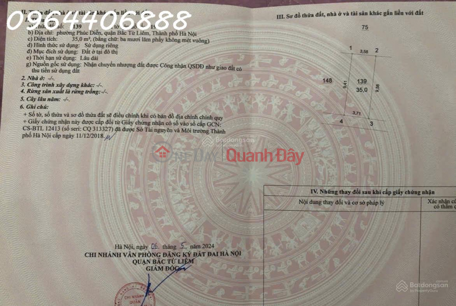 Cần bán đất thổ cư, sổ đỏ chính chủ, pháp lý sạch tại Cổ Điển, Đông Anh, Hà Nội Niêm yết bán