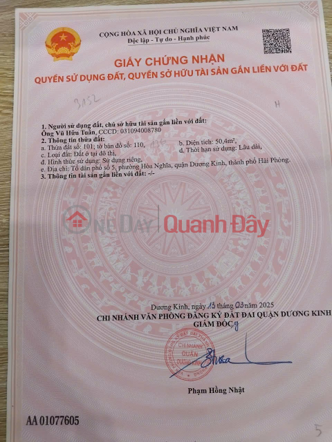 Plot of land on a 6m wide paved road in Hoa Nghia - Duong Kinh - ZALO 0567 222 555 _0