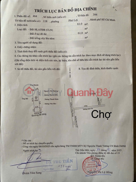 Property Search Vietnam | OneDay | Nhà ở Niêm yết bán, CHỦ NGỘP TẮC THỞ BÁN LÔ ĐẤT CỰC HIẾM SÁT CHỢ FULL THỔ CƯ Phường Phú Hòa, Thủ Dầu Một