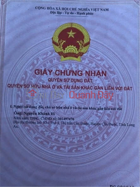 PRIME LAND – GOOD PRICE – OWNER SELLING LAND IN PHUOC DONG COMMUNE, CAN DUOC DISTRICT, LONG AN PROVINCE _0
