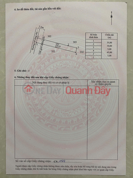 Plot of land 5x45=225m2, 100% residential land, opposite My Hanh commune administrative center Sales Listings