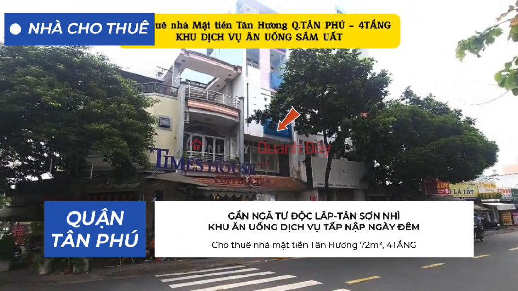 House for rent on Tan Huong street frontage, 72m², 4 FLOORS - BUSY FOOD SERVICE AREA Rental Listings