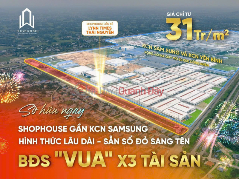 đ 31 triệu | NHẤT PHÁP LÝ - NHÌ VỊ TRÍ - VẬN KHÍ gọi tên Shophouse Liền kề Lynntimes Thái Nguyên (liền kề KCN SamSung)