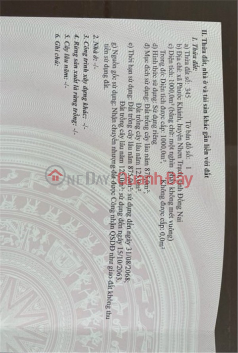 PRIME LAND – GREAT PRICE – OWNER URGENTLY SELLING LAND in Phuoc Khanh Commune, Nhon Trach District, Dong Nai Province _0