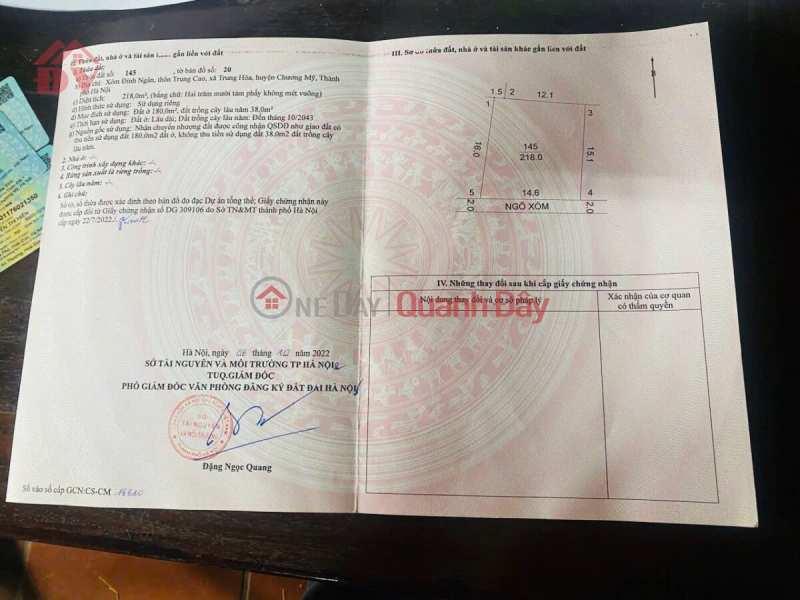 đ 3,6 tỷ | CHÍNH CHỦ CẦN BÁN LÔ ĐẤT 218M TẠI TRUNG HÒA GẦN NGAY KHU CÔNG NGHIỆP PHÚ NGHĨA-CHƯƠNG MỸ-HÀ NỘI