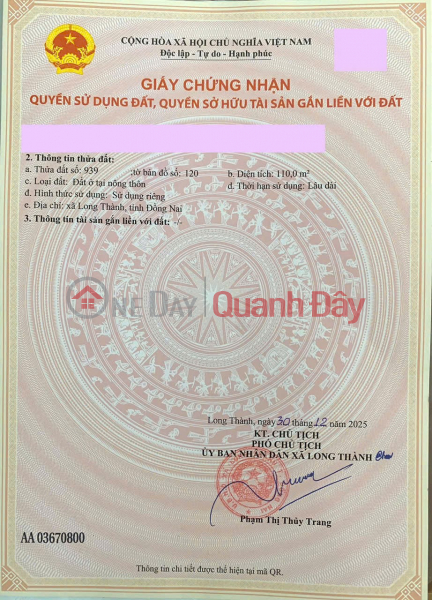 PRIME LAND – GOOD PRICE – OWNER SELLING in Loc An Binh Son Resettlement Area, Long Thanh Ward, Dong Nai City Sales Listings