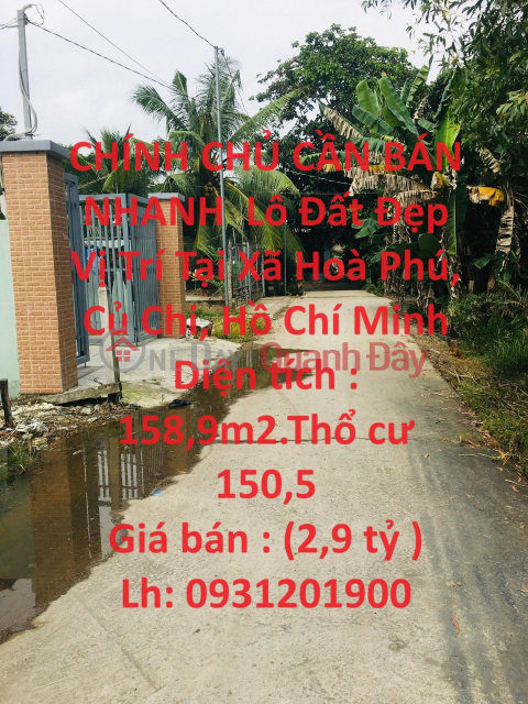OWNER NEEDS TO SELL QUICK Lot Beautiful Location In Hoa Phu Commune, Cu Chi, Ho Chi Minh _0