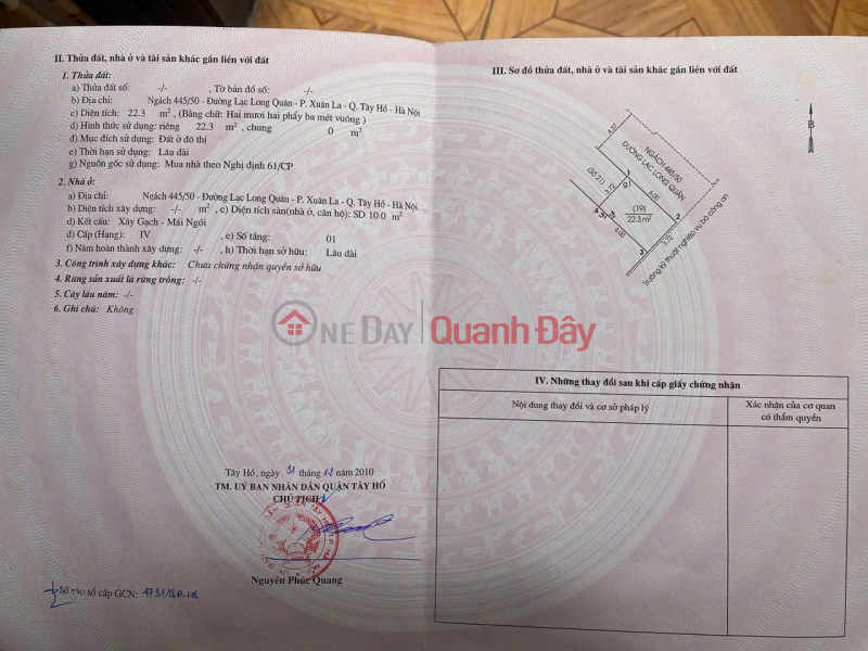 đ 7,2 tỷ, BÁN NHÀ CHÍNH CHỦ 4 TẦNG - Vị trí đẹp ngõ 445 Lạc Long Quân, Tây Hồ - Ngỗ ô tô 7 chỗ