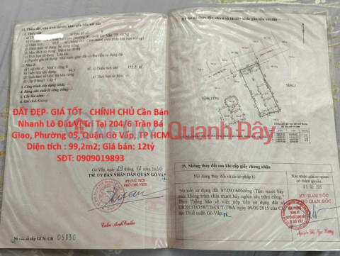 ĐẤT ĐẸP- GIÁ TỐT - CHÍNH CHỦ Cần Bán Nhanh Lô Đất Vị Trí Tại Quận Gò Vấp, TP HCM _0