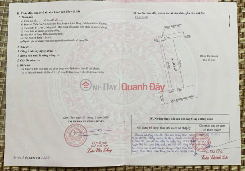 Property Search Vietnam | OneDay | Nhà ở Niêm yết bán 1X Triệu/m2 Đất 141.3m2 MT 5.7m Mặt Đường 12m Vũ Vị Minh Tân LH 0567222555