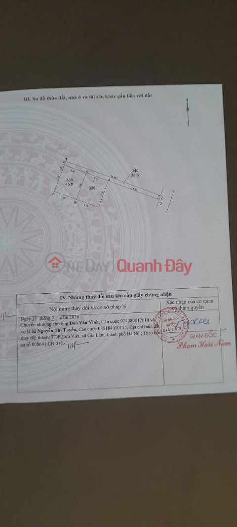 CẦN BÁN 43.8 M2 ĐẤT TRÂU QUỲ - GIA LÂM, GIÁ 5.55 TỶ, LH 0985865658 _0