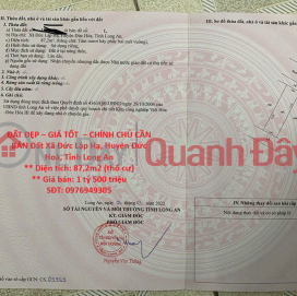 ĐẤT ĐẸP – GIÁ TỐT – CHÍNH CHỦ CẦN BÁN Đất Xã Đức Lập Hạ, Huyện Đức Hoà, Tỉnh Long An _0