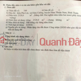 ĐẤT CHÍNH CHỦ - Giá tốt - Vị Trí Đẹp tại Hàm Cường, Hàm Thuận Nam, Bình Thuận _0