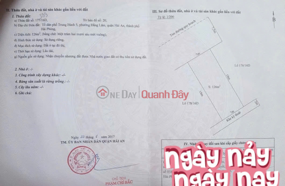 Bán đất Biệt thự lô 16 Lê Hồng Phong, 126m, ngang 7m, đường 15m, giá 11.6 tỉ Niêm yết bán