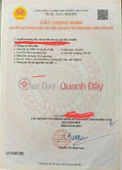 Land for sale in Hamlet 1, Nghi Phong Vietnam, Sales | đ 2.35 Billion