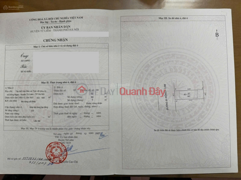 Chính chủ bán nhà riêng 90m2 đường Lê Văn Hiến - Sổ hồng pháp lý chuẩn - Gần các trường đại học, Việt Nam, Bán | đ 20,5 tỷ