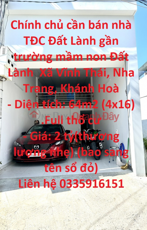 Chính chủ cần bán nhà TĐC Đất Lành gần trường mầm non Đất Lành Xã Vĩnh Thái, Nha Trang, Khánh Hoà _0