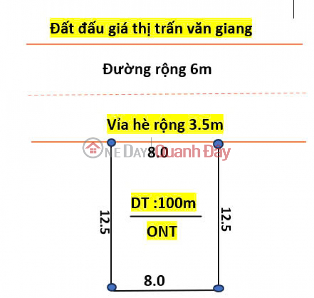 Property Search Vietnam | OneDay | Residential, Sales Listings Selling 2 auctioned land lots near Van Giang roundabout, area 100.8m2, 100m with sidewalk